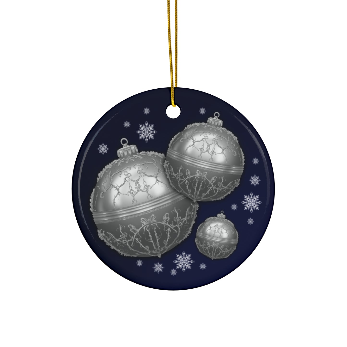 Ceramic Ornament, Pewter Look Design