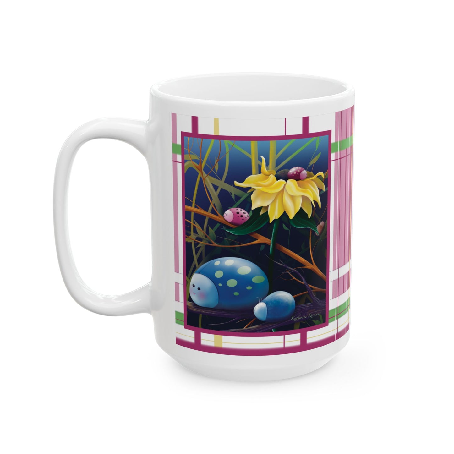 Ceramic Mug - Cute Multicolor Bugs Design, 11oz/15oz