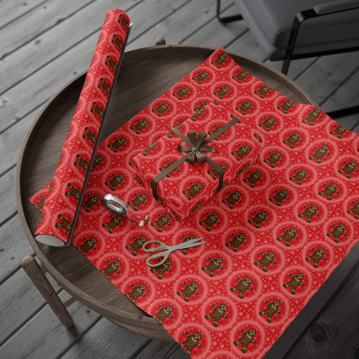 Wrapping Papers - Gingerbread Girl Red Paper Gift Wrap