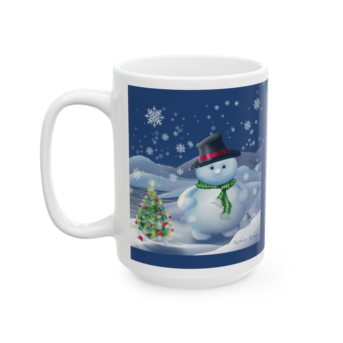 Mug - Beautiful Snowman Nighttime Snowy Christmas Scene