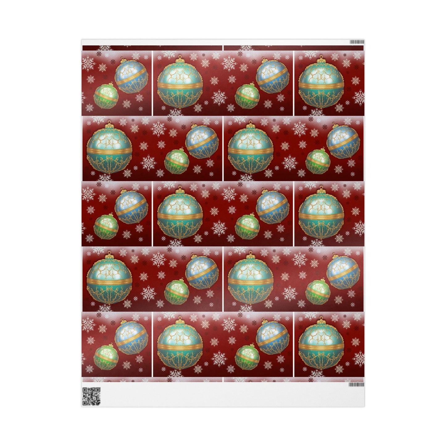 Gift Wrap Papers - Red with Christmas Ornament Design