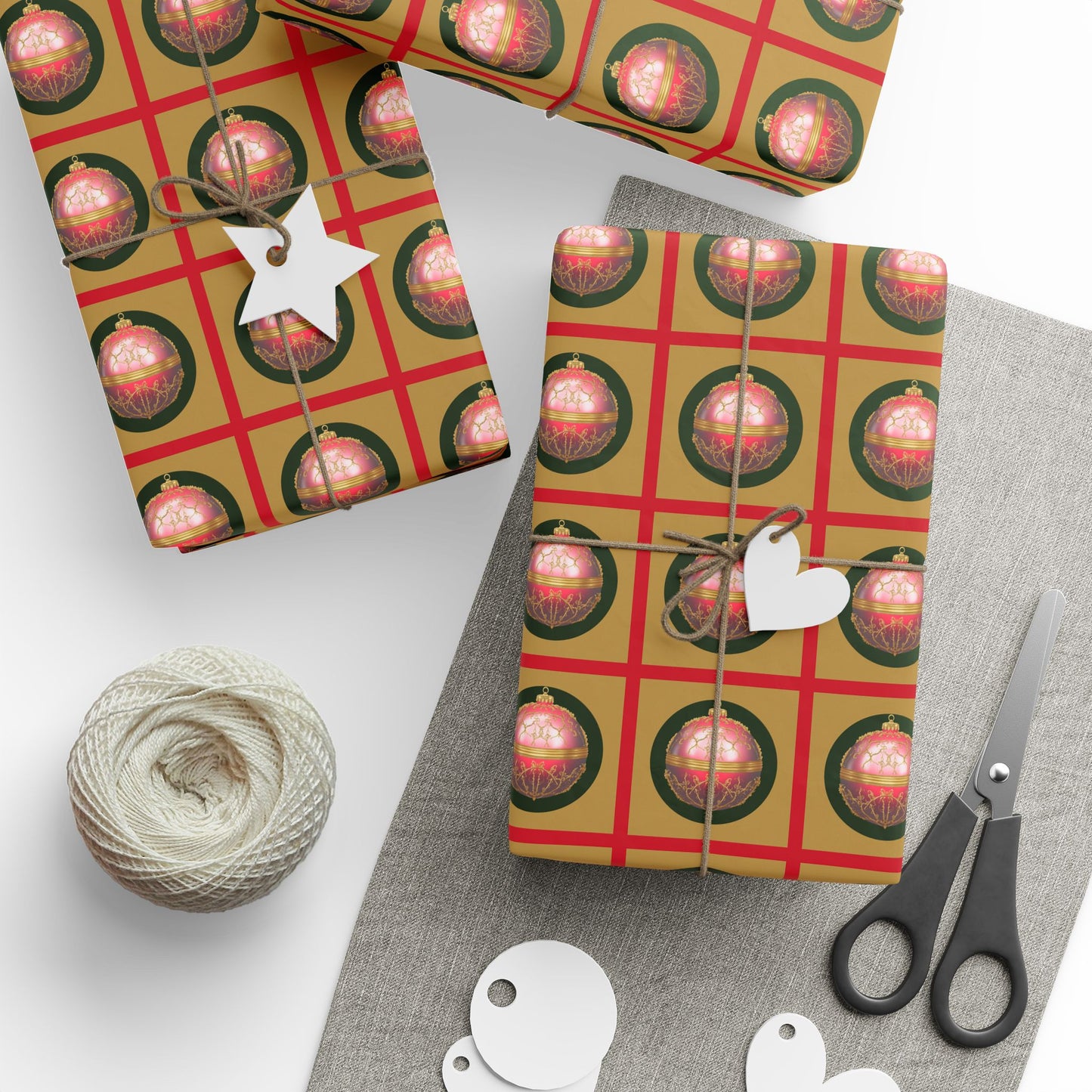 Wrapping Papers - Elegant Red Ornament Holiday Gift Wrap