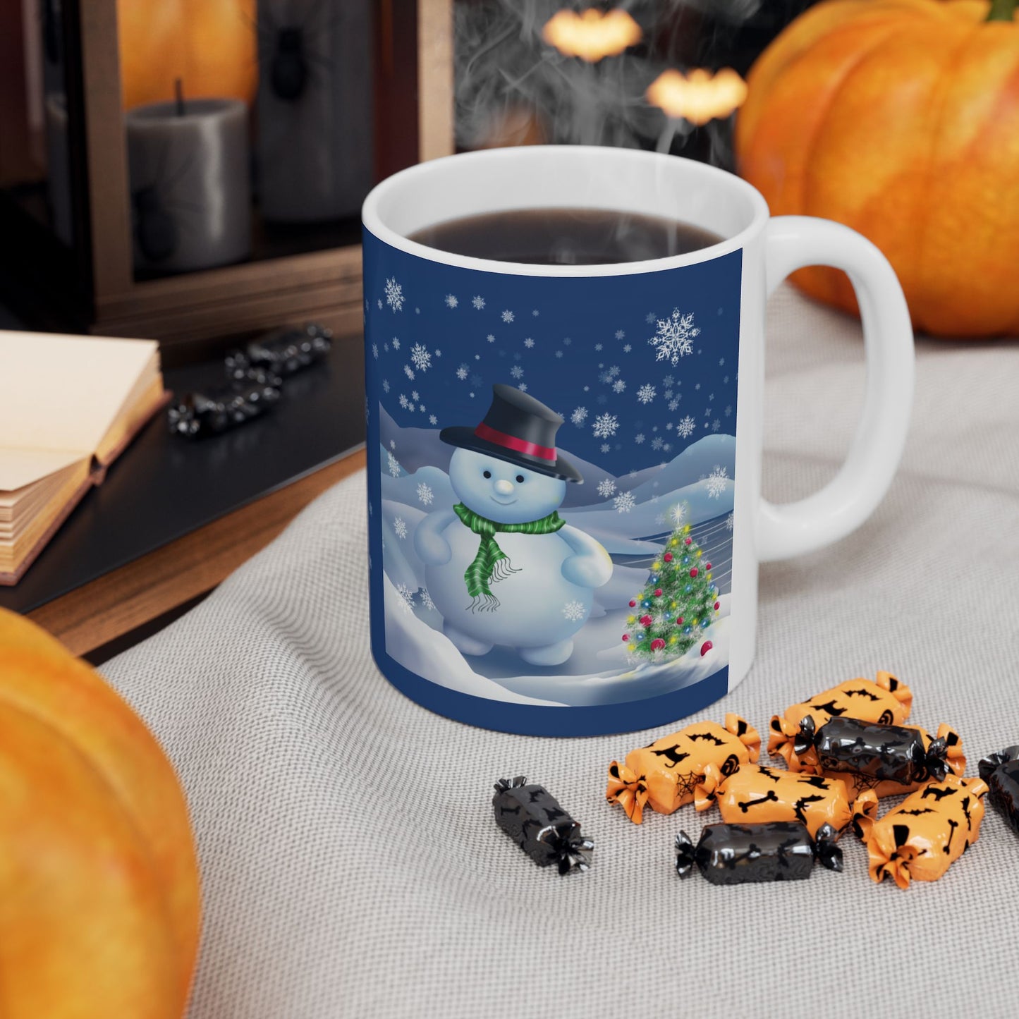 Mug - Beautiful Snowman Nighttime Snowy Christmas Scene