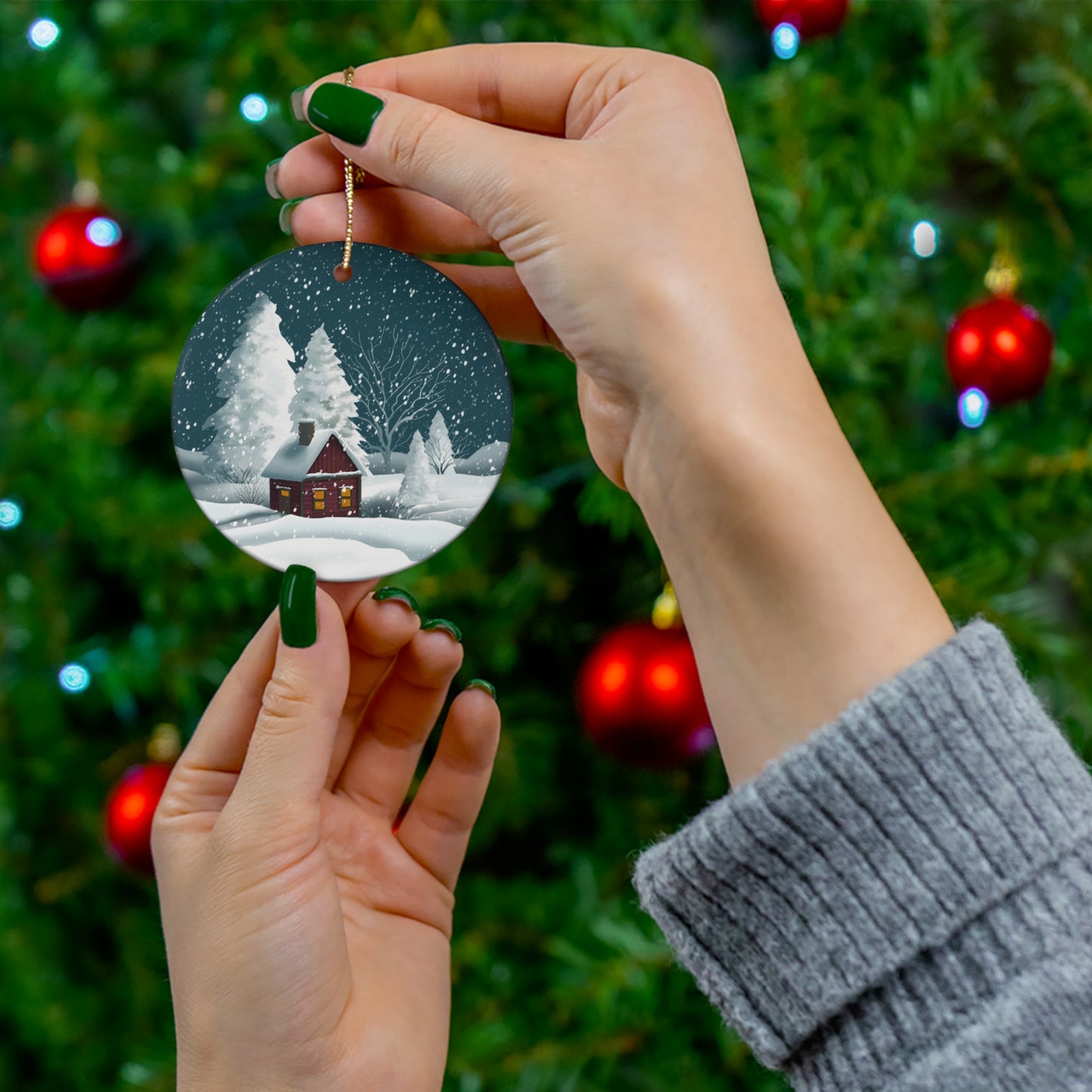 Ceramic Ornament - Snow Globe Scene