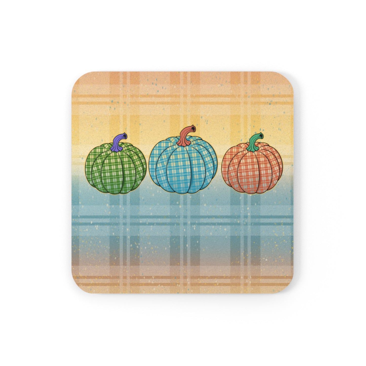 Cork Back Coaster - Plaid Pumpkin