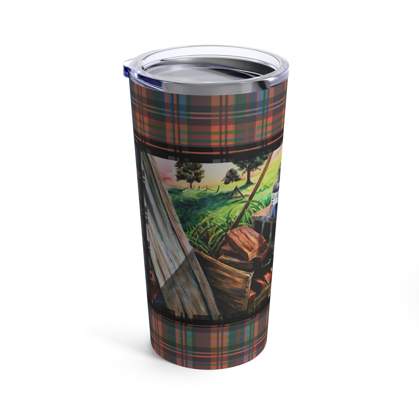 Tumbler Mug - Old Gas Can Plaid Design