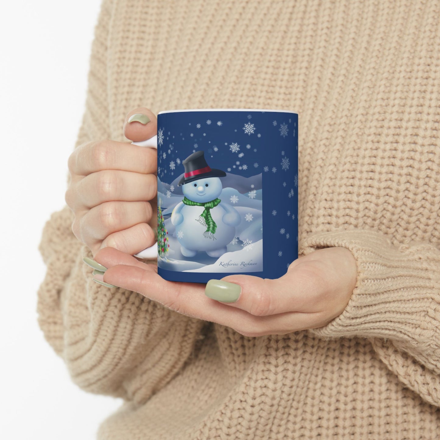 Mug - Beautiful Snowman Nighttime Snowy Christmas Scene