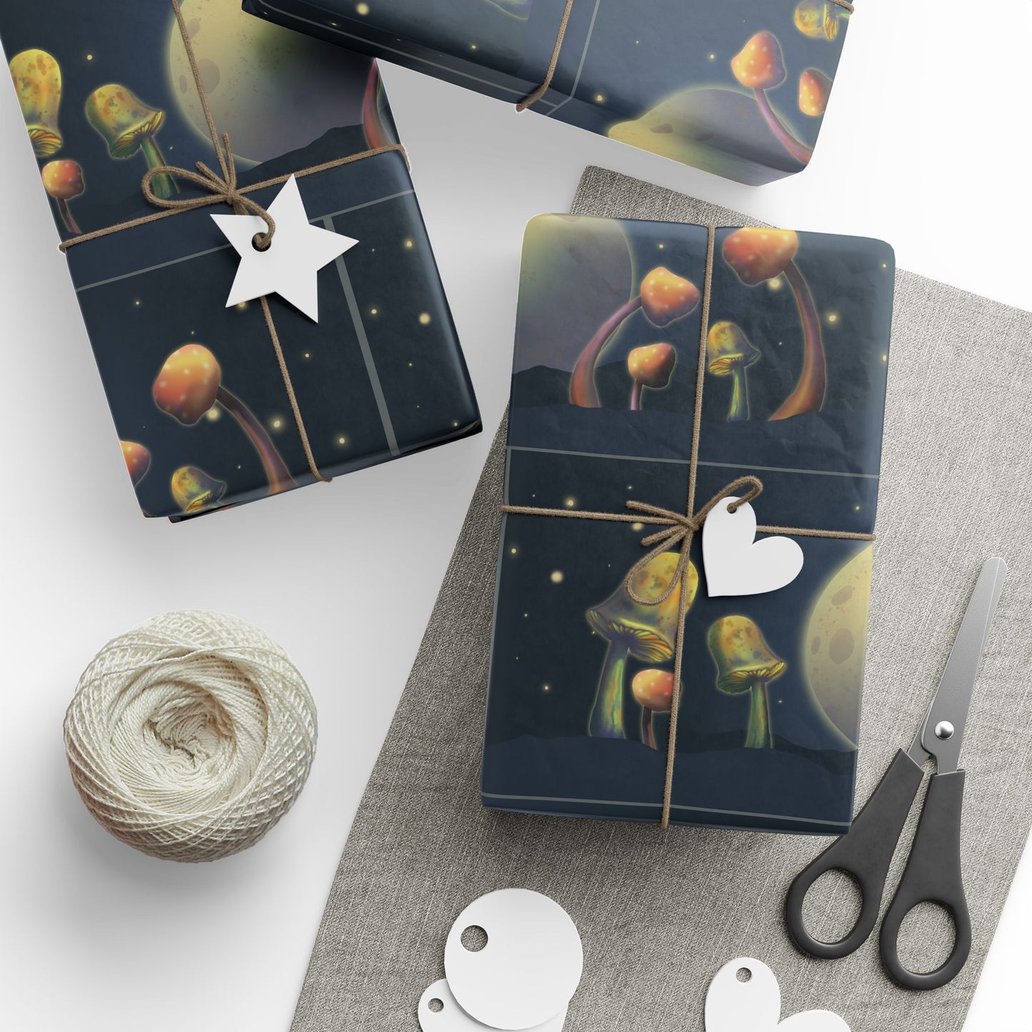 Wrapping paper - moon and mushroom gift wrap