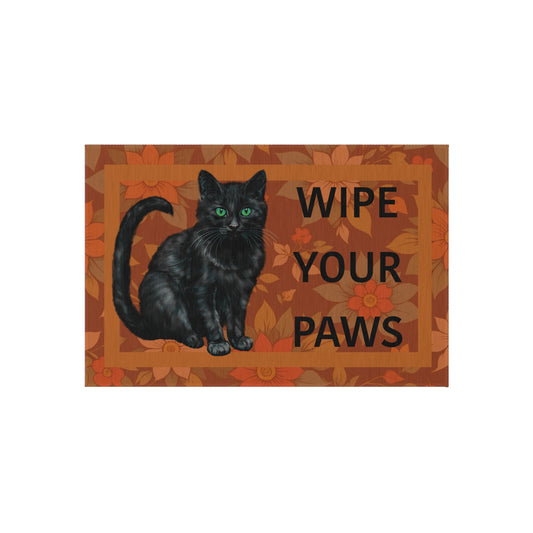 Outdoor Rug - Black Cat “Wipe Your Paws”