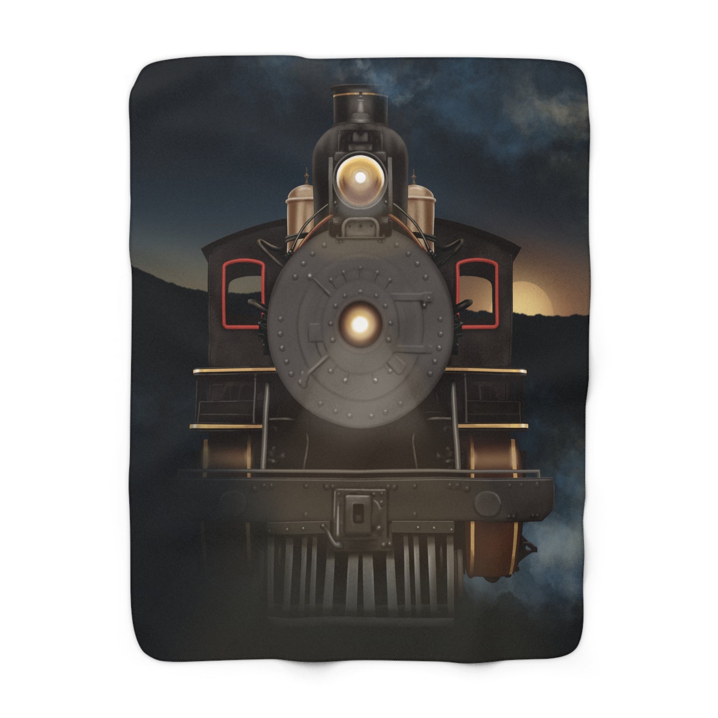 Sherpa Fleece Blanket - Steam Locomotive Design