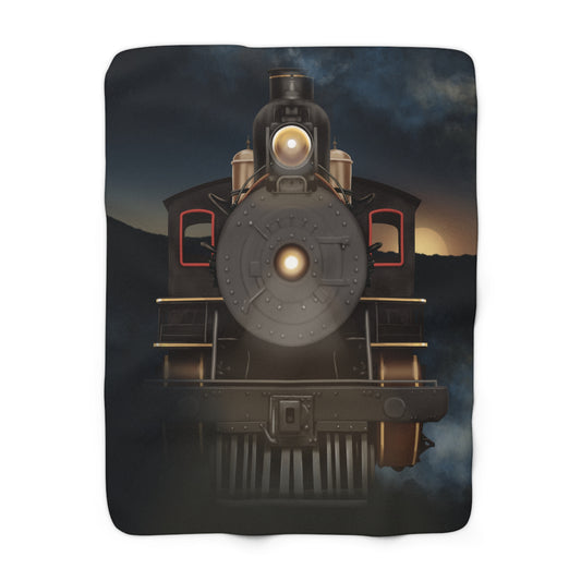 Sherpa Fleece Blanket - Steam Locomotive Design