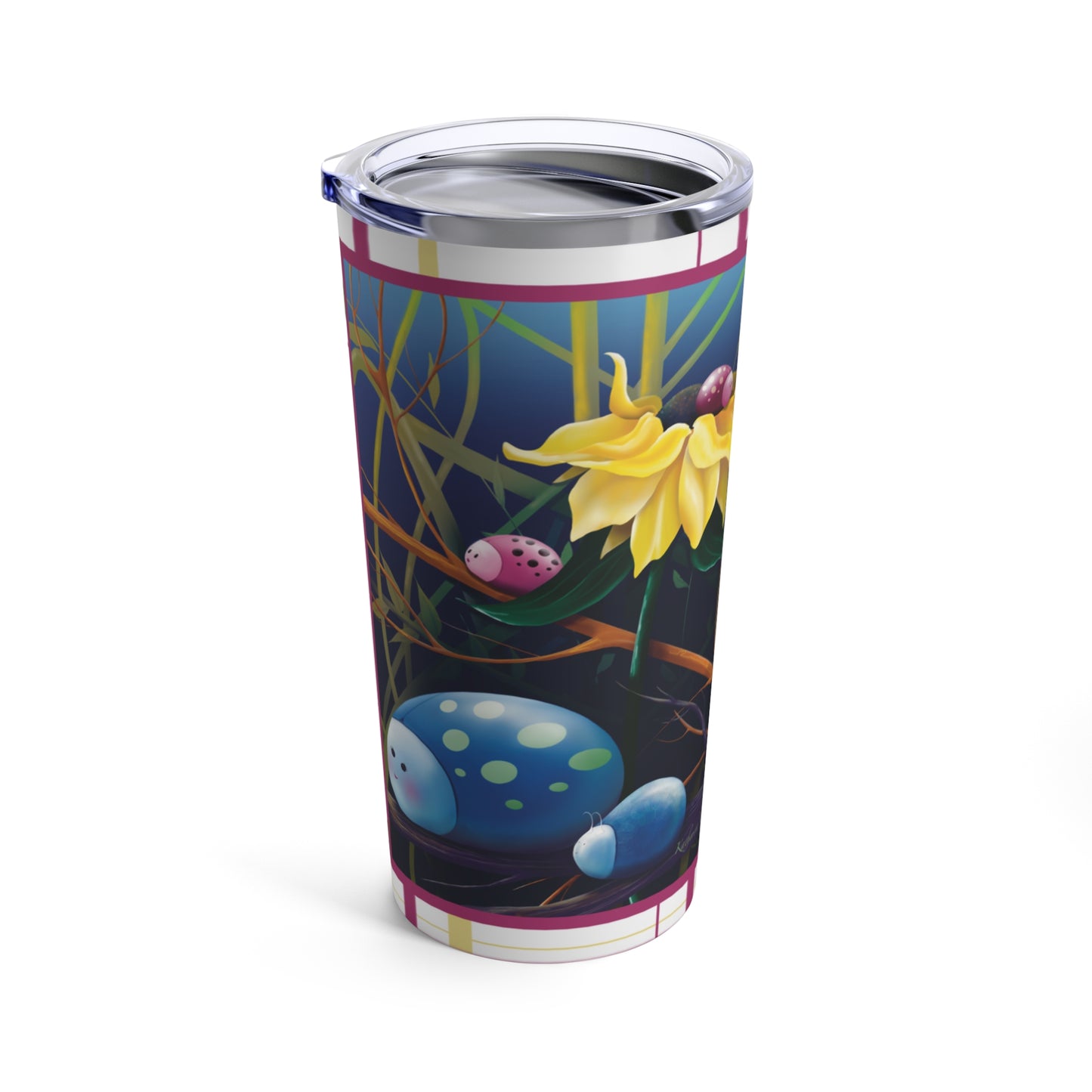 20oz Tumbler - Cute Bugs Plaid Design