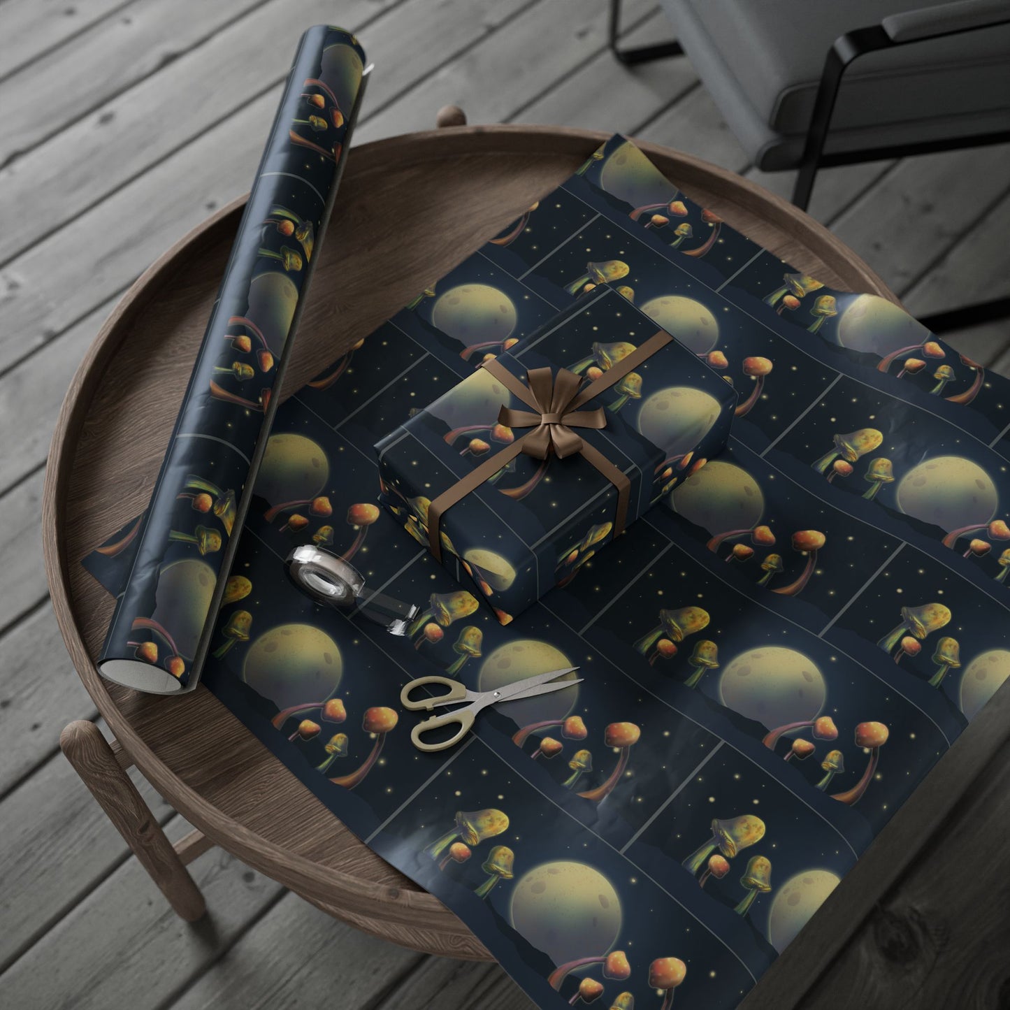 Wrapping paper - moon and mushroom gift wrap