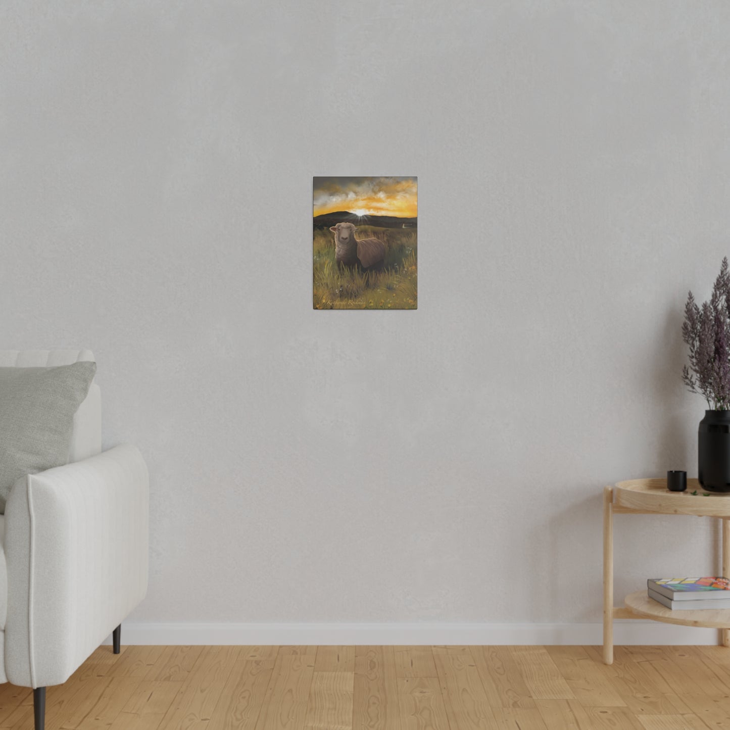 Canvas Print - Sheep Grazing at Sunrise, Matte, Stretched