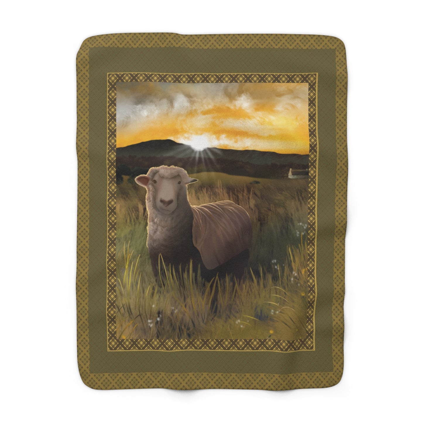 Sherpa Fleece Blanket - Sunrise Sheep Design