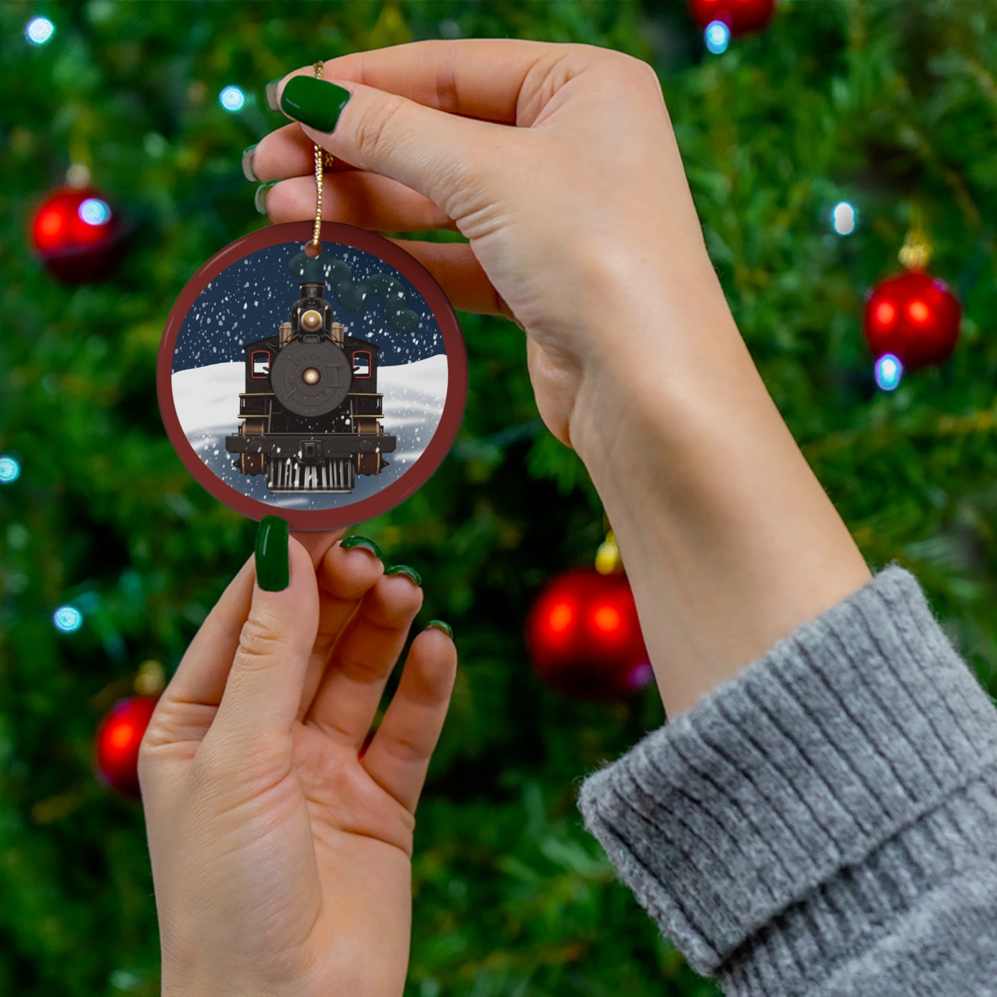 Ceramic Ornament - Steam Locomotive