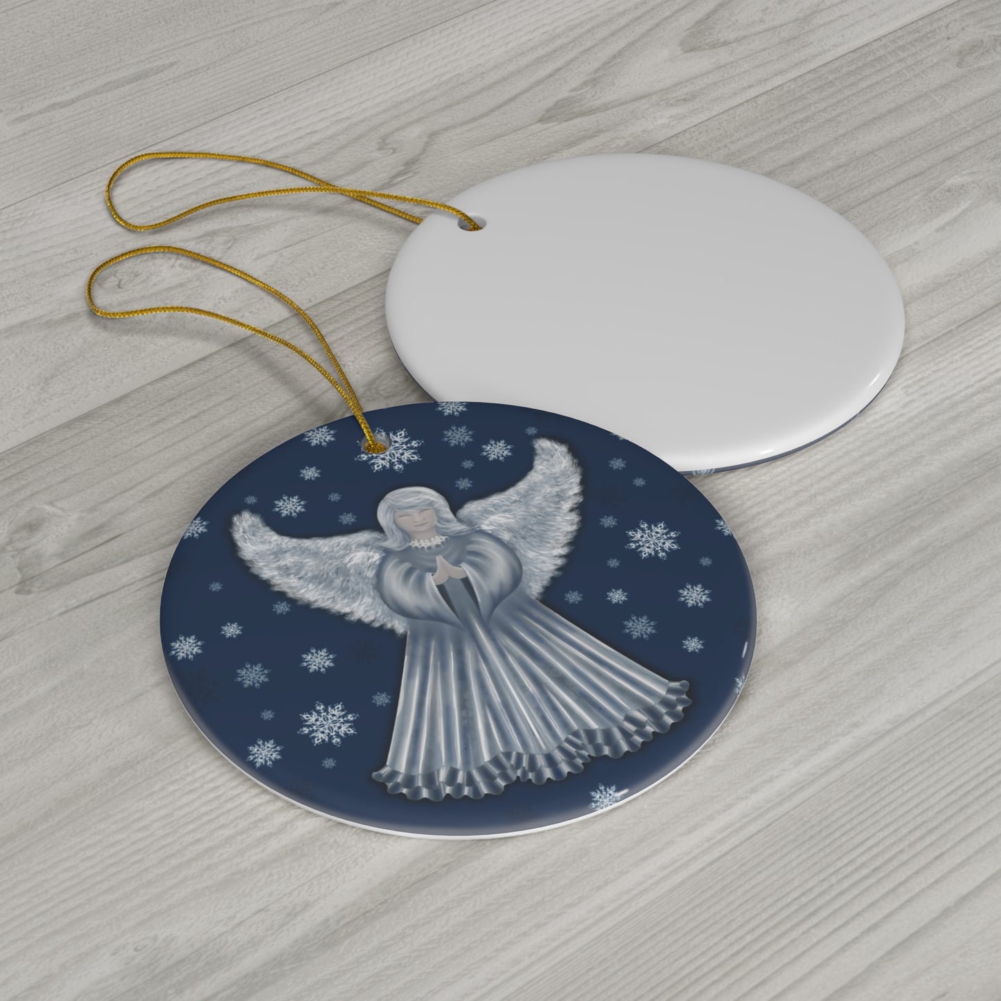 Ceramic Ornament - Silver Angel Holiday Decoration