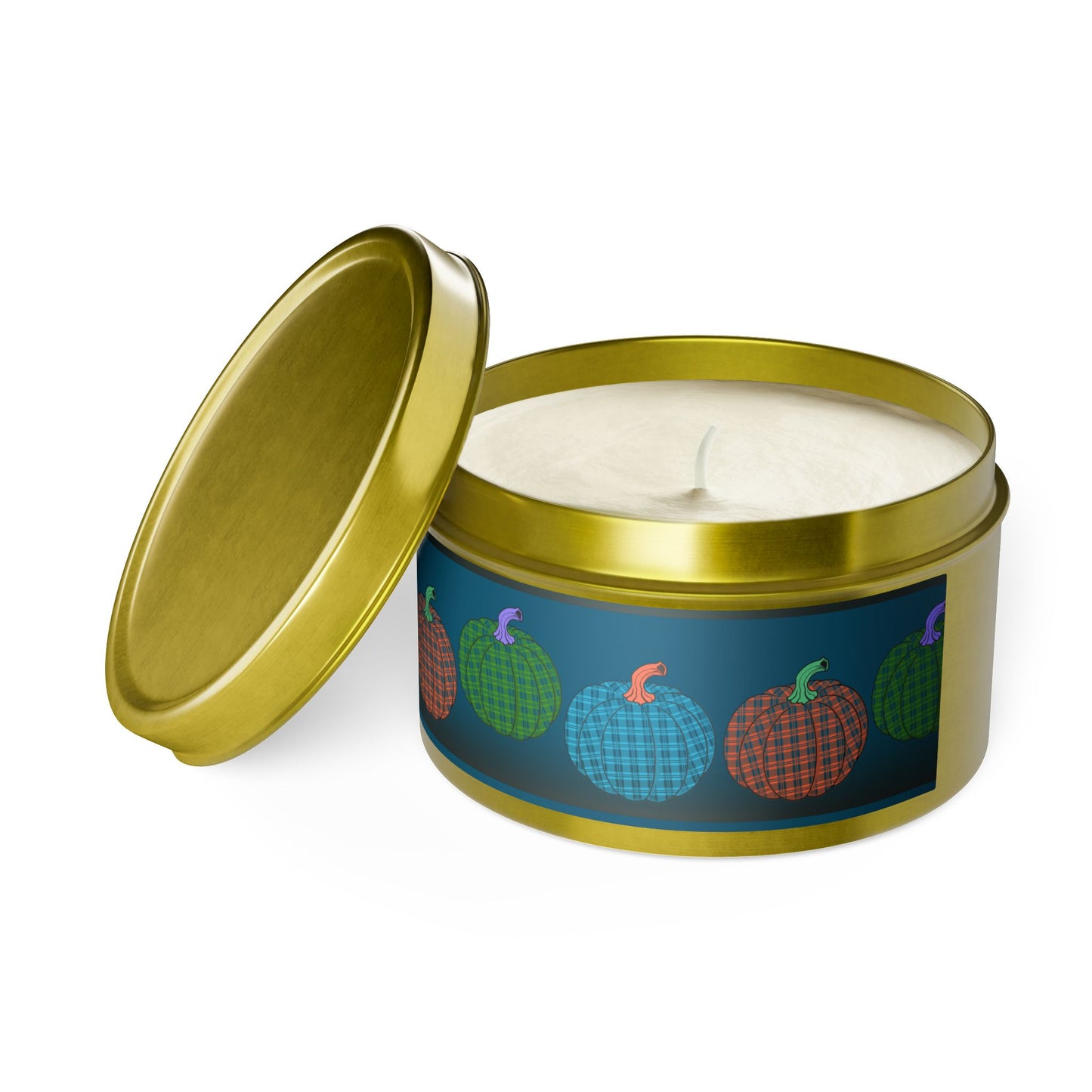 Tin Candles Plaid Pumpkins