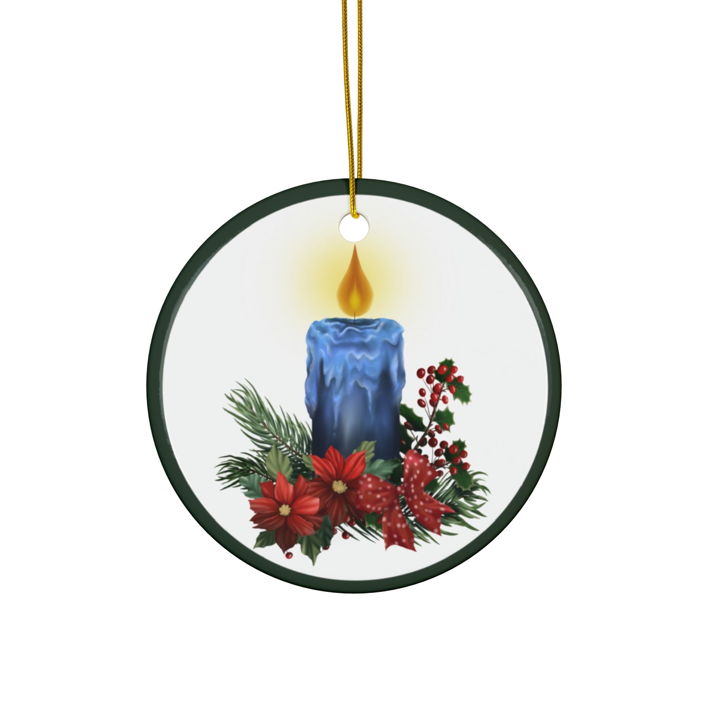 Ceramic Ornament - Blue Candle Design