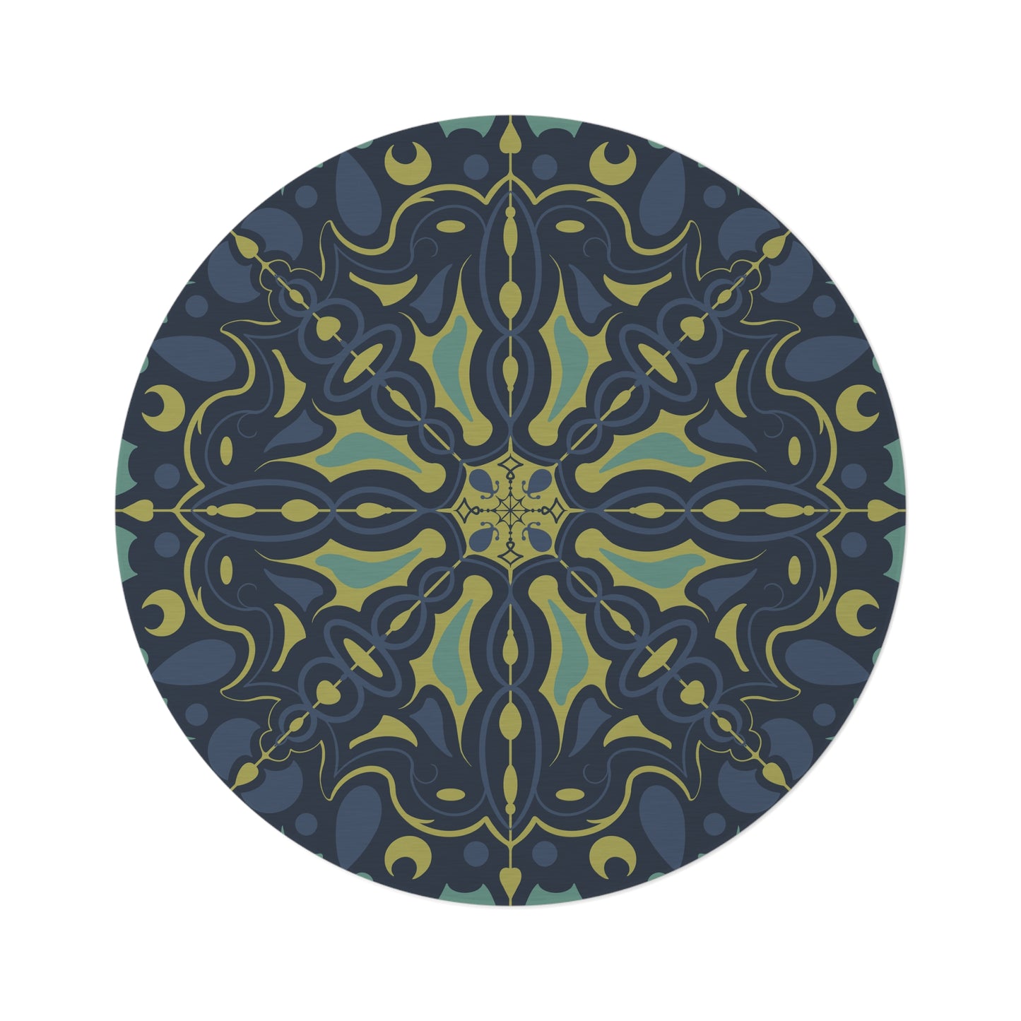 Round Rug - Elegant Green and Blue Pattern Area Rug