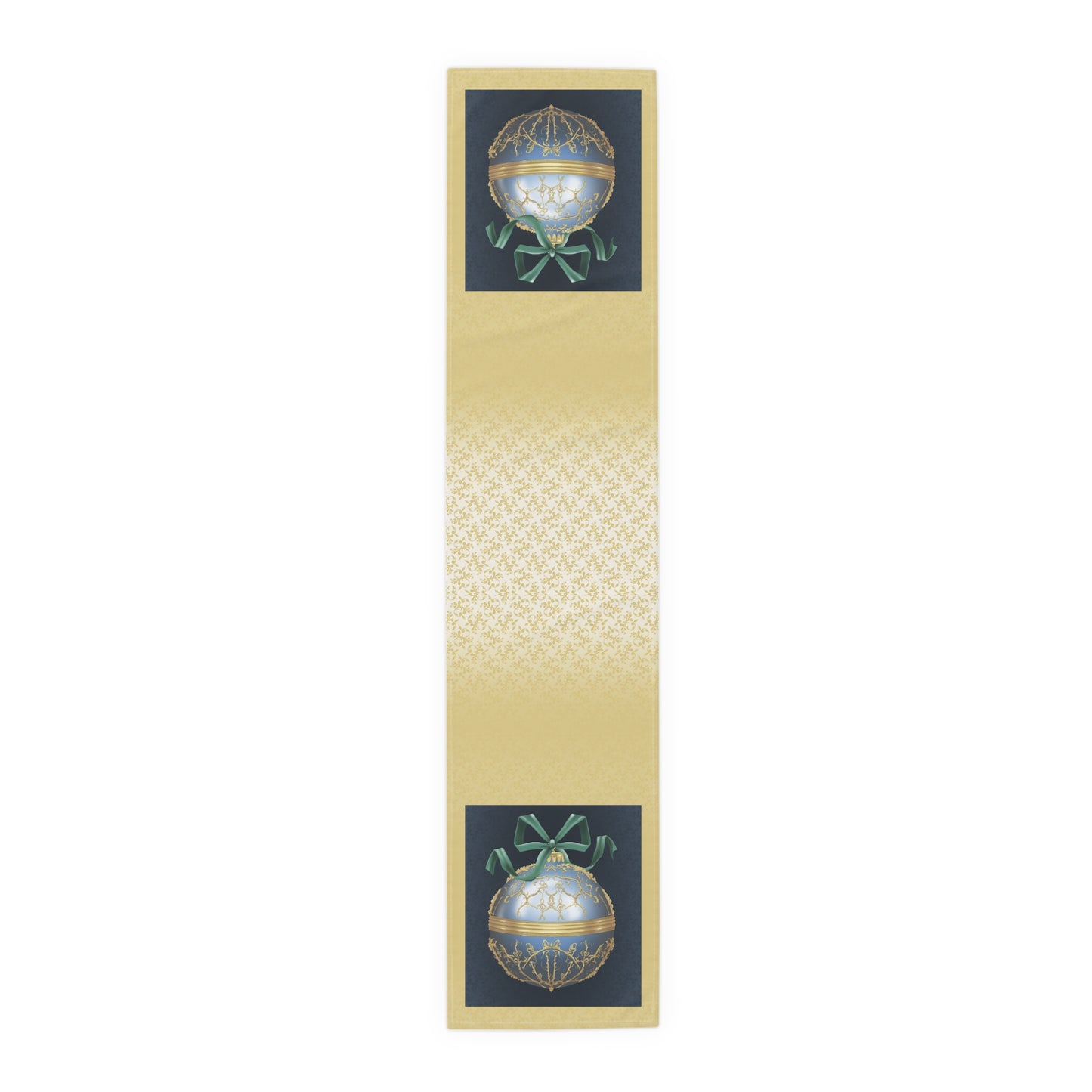 Table Runner - Elegant Golden Christmas Ornament Design