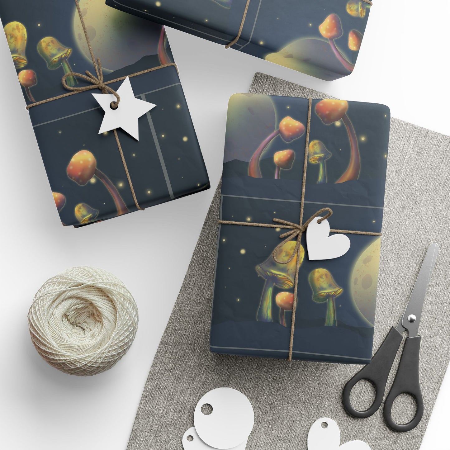 Wrapping paper - moon and mushroom gift wrap