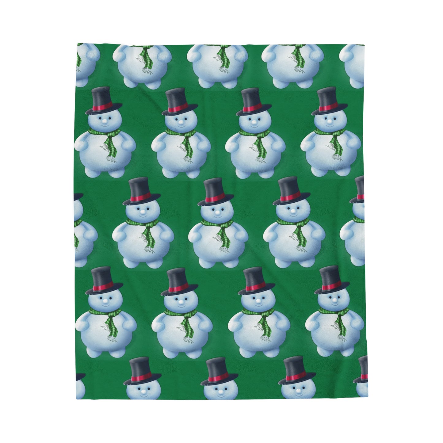 Green Snowman pattern Velveteen Plush Blanket