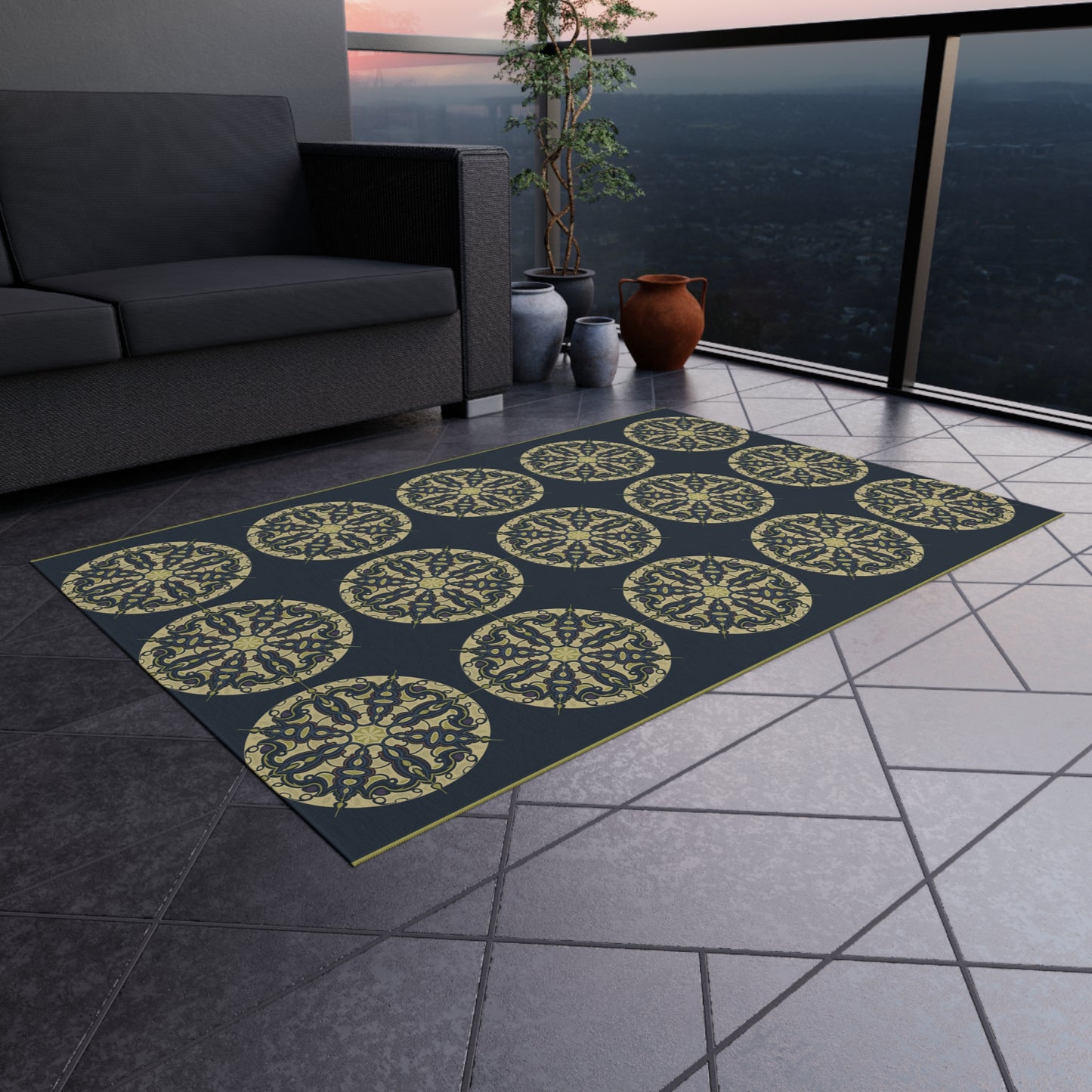 Outdoor Rug - Blue Green Design