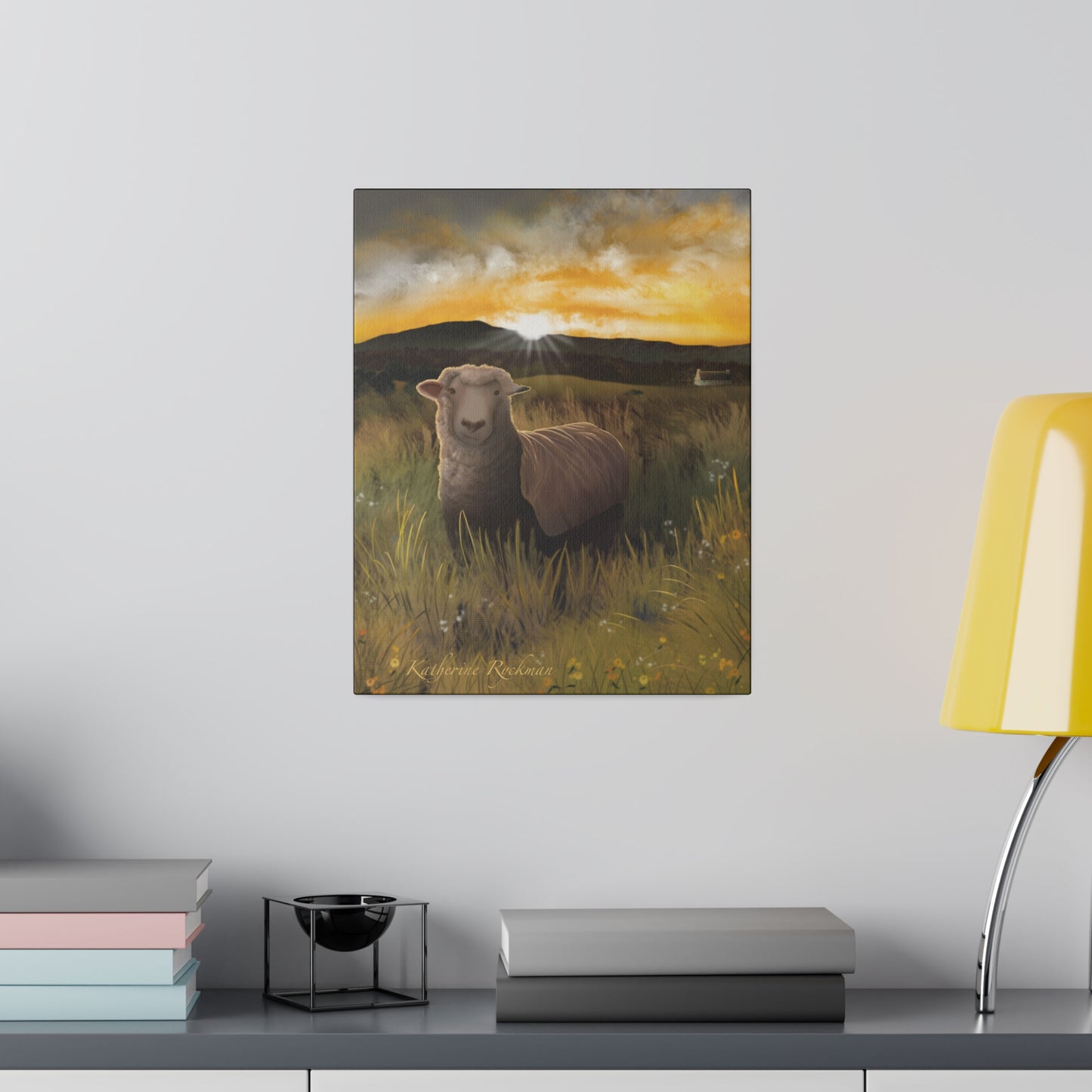 Canvas Print - Sheep Grazing at Sunrise, Matte, Stretched