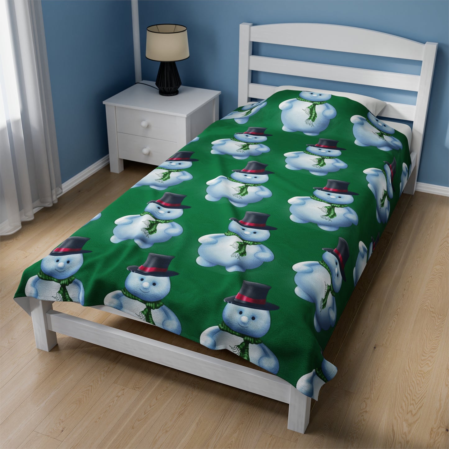 Green Snowman pattern Velveteen Plush Blanket