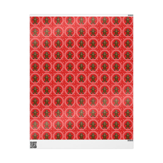 Wrapping Papers - Gingerbread Girl Red Paper Gift Wrap