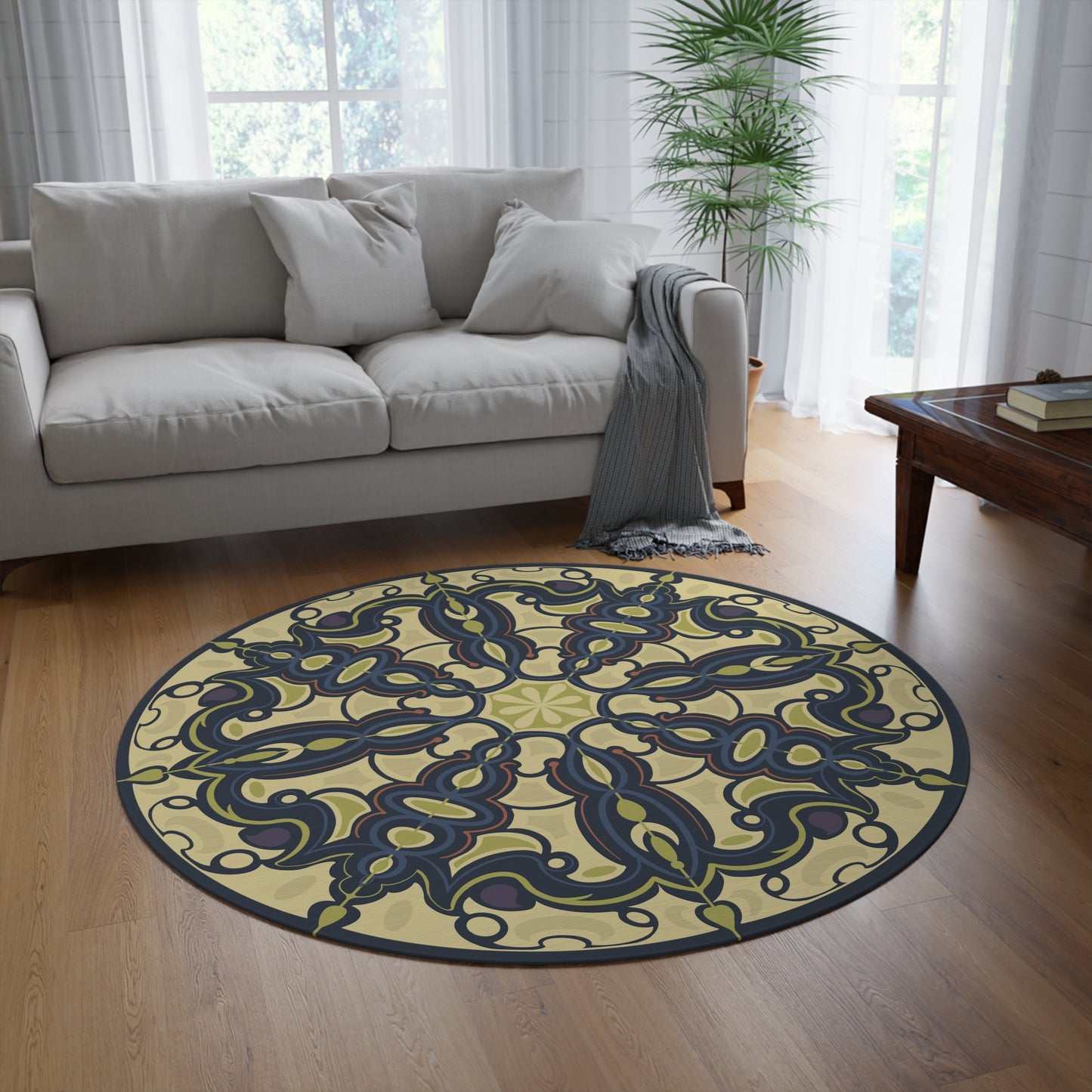 Round Rug - Moon and Mushrooms Home Decor Accent