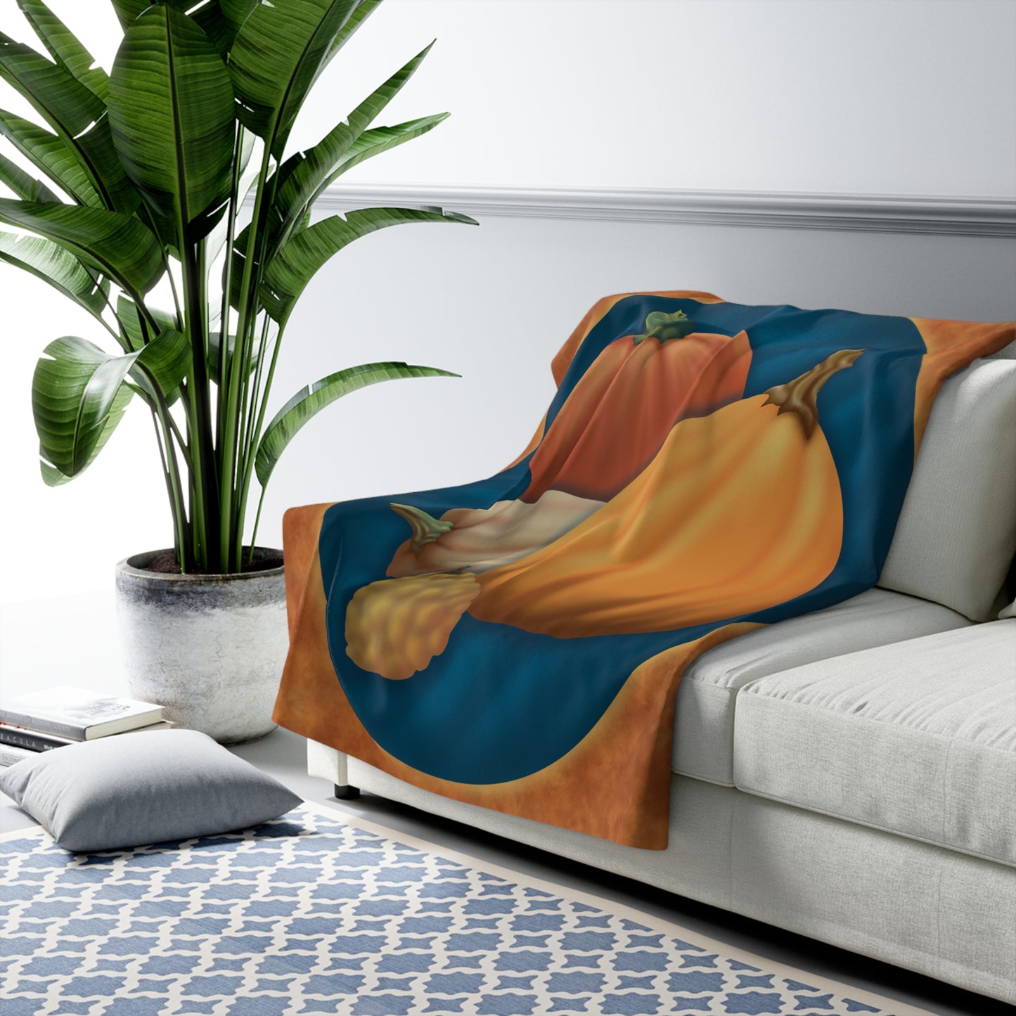 Sherpa Blanket - Golden Pumpkins Design