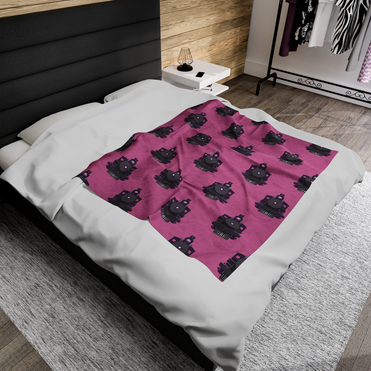 Blanket - Steam Locomotive Design-Pink