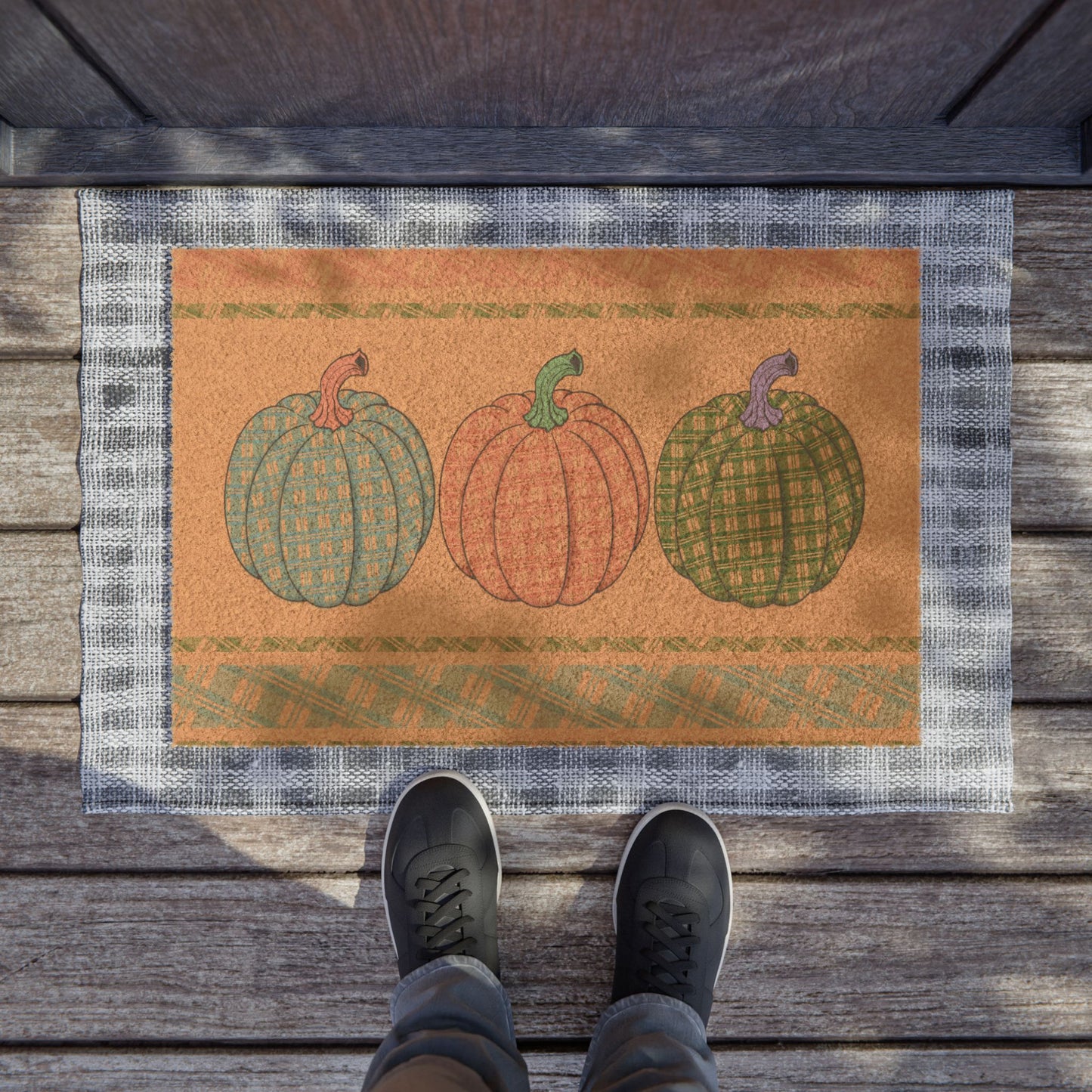 Doormat-Plaid Pumpkin