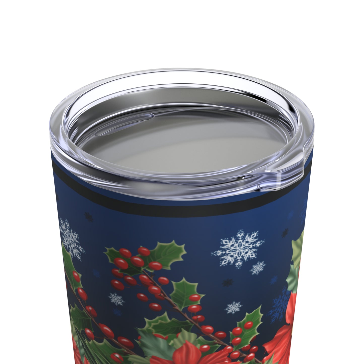 Tumbler 20oz Poinsettia, Pine, and Holly design