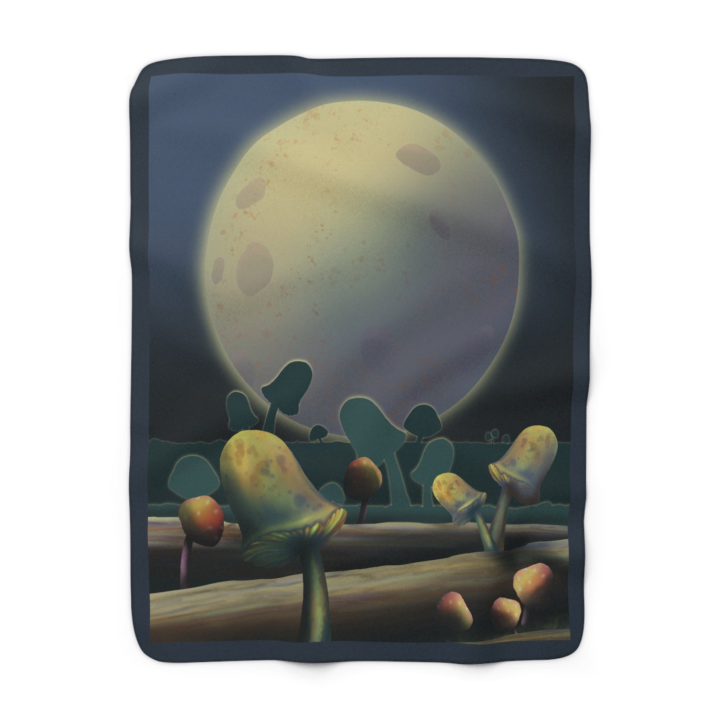 Sherpa Blanket - Moon & Mushrooms